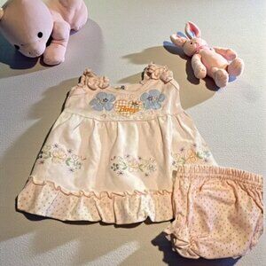 Key Baby Ruffles & Polka-Dots Sleeveless Dress Matching Set